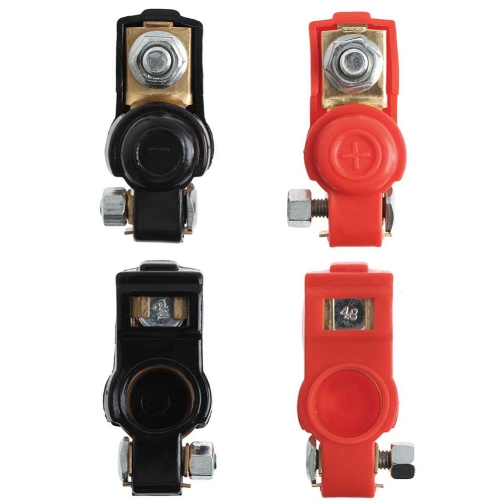 2 ชิ้น ขั้วแบตเตอรี่ ทรงวีโก้พร้อมยางหุ้มในตัว ทรงญี่ปุ่น ทองเหลืองแท้ สีแดง 1 ชิ้น และ สีดำ 1 ชิ้น