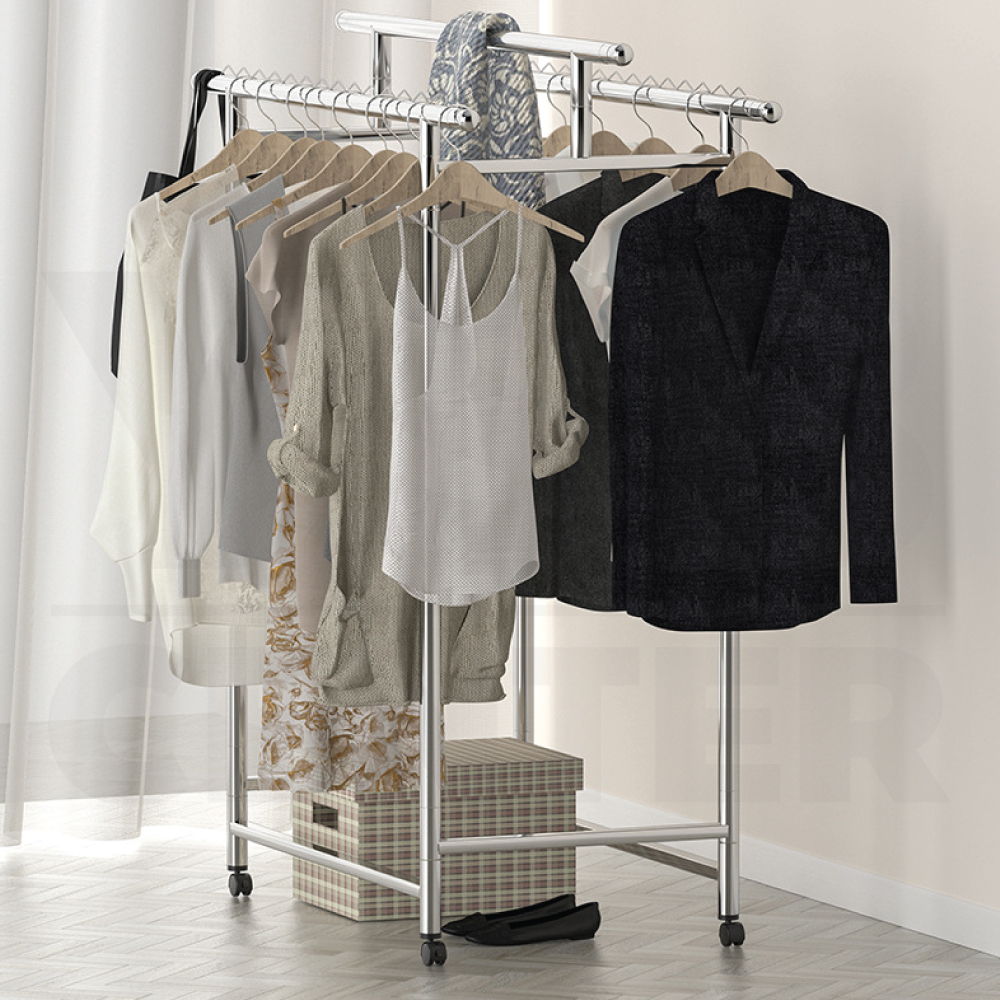 ราวตากผ้า สแตนเลส สามารถพับและปรับระดับได้ สีเงิน C1L343-STH-S200