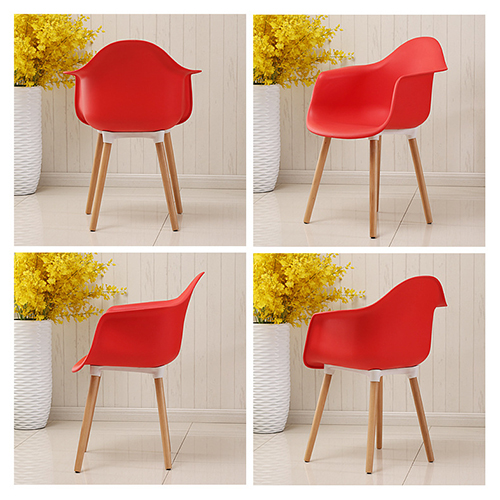 เก้าอี้พลาสติก เก้าอี้ทานอาหาร เก้าอี้ขาไม้บีช เก้าอี้อเนกประสงค์ มีที่พักแขน