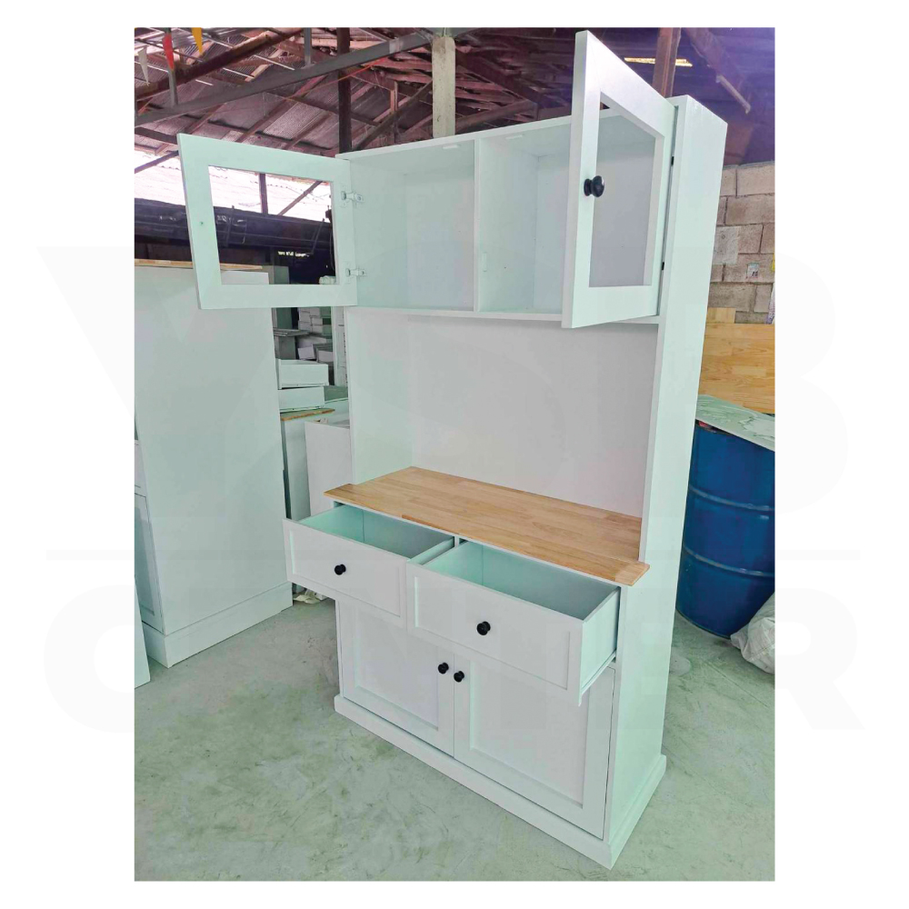 ตู้เคาน์เตอร์ครัว ตู้วางของ ไม้ยางพาราแท้ แข็งแรง กันน้ำกันปลวก PT044-40X100X180-W