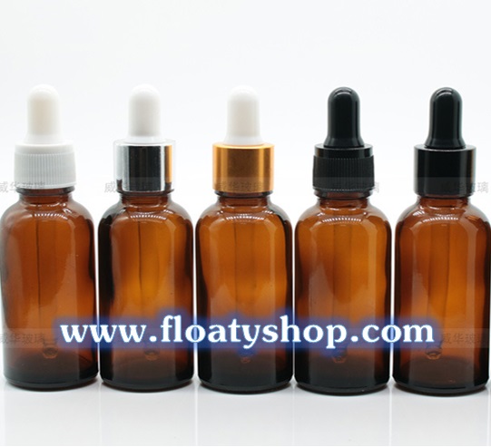 30ml ขวดแก้วดรอปเปอร์ สีชา