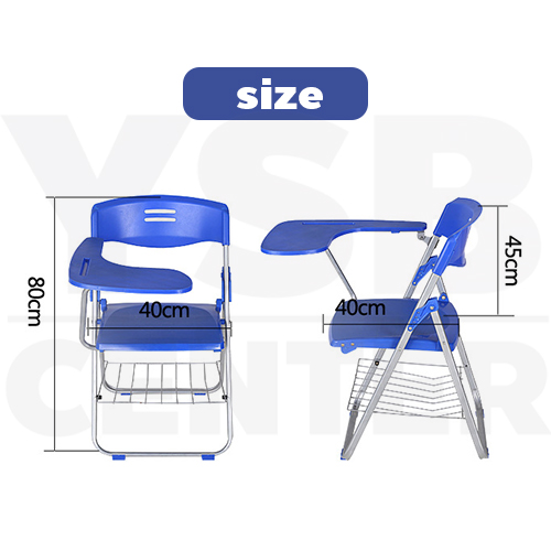 เก้าอี้เลคเชอร์ เก้าอี้ประชุม เก้าอี้เขียนหนังสือ เก้าอี้พับได้ มีที่วางของ น้ำหนักเบา รุ่น F1C015-C-9018AB-BL