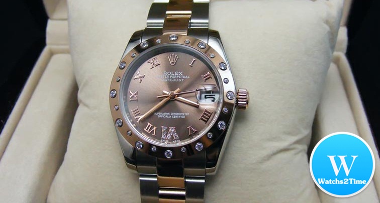 นาฬิกา Rolex Datejust 31mm. Steel and Everose Gold Dial Chocolate With gem "VI" Ref.178341
