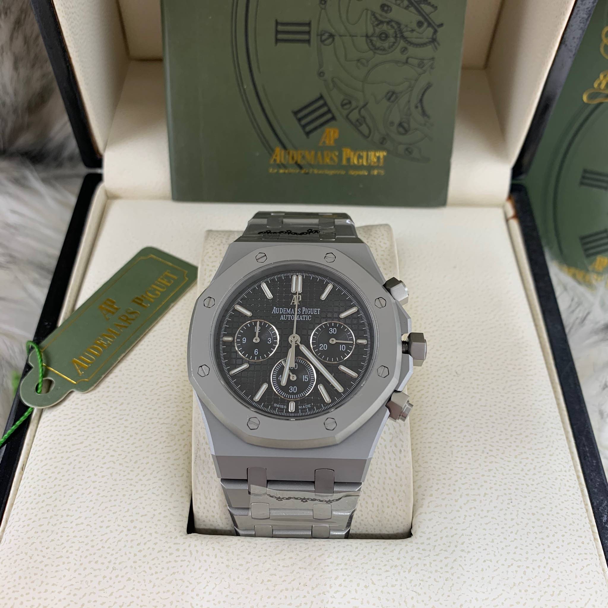 นาฬิกา Audemars Piguet Royal Oak Offshore Chronograpp สีTitanium หน้าดำ งาน Mirror Swiss