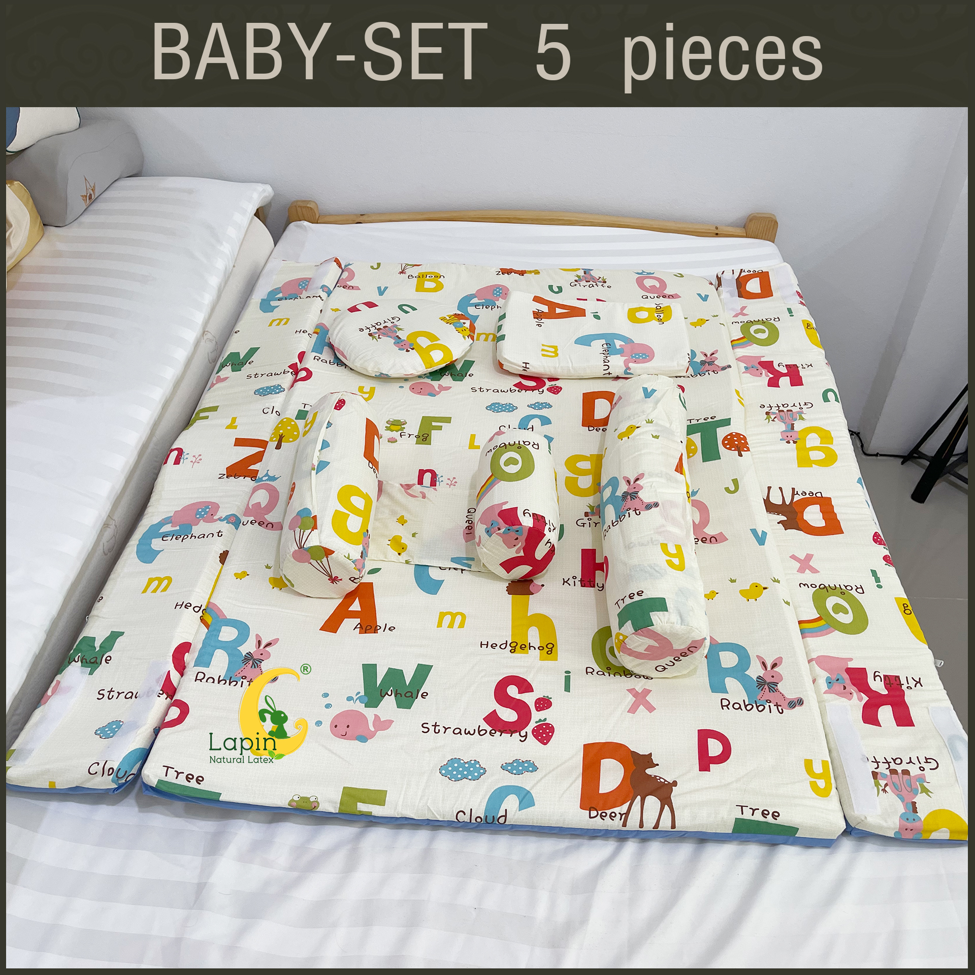 ที่นอนเด็กอ่อนยางพาราแท้ set 5 ชิ้น (ขอบตั้งได้ ที่นอนซิปเปิดได้) รุ่นใหม่