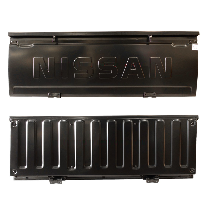 ฝาท้าย NISSAN BIG-M(บิ๊กเอ็ม) รุ่นเปิดข้าง มีตัวหนังสือ เหล็กดำ(หนาเทียบแท้ ไม่ทำสี) ปี1987-1997 -เลือกรูปแบบ-