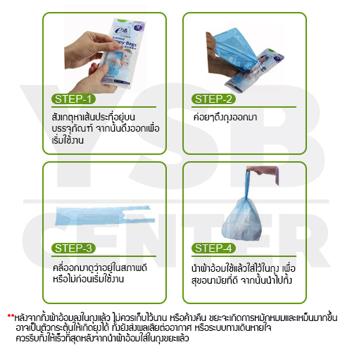 CASSA ถุงเก็บผ้าอ้อม ถุงเก็บสิ่งปฏิกูลเด็กทารก ถุงขยะสำหรับทารก (แบบกล่อง 50 ชิ้น) รุ่น P42-BB103037-90-1