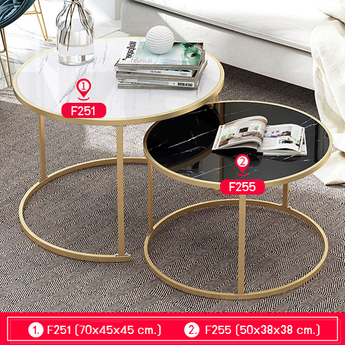 โต๊ะ โต๊ะกลม โต๊ะข้าง โต๊ะอเนกประสงค์ ลายหินอ่อน และลายไม้ ขนาด 50 X 50 x 38 CM.