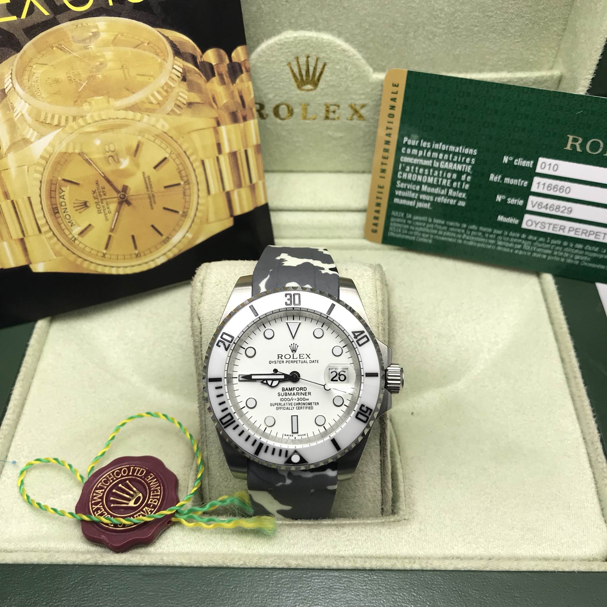 นาฬิกา Rolex Submeriner Dat - White Dial BamFord/Camo Strap