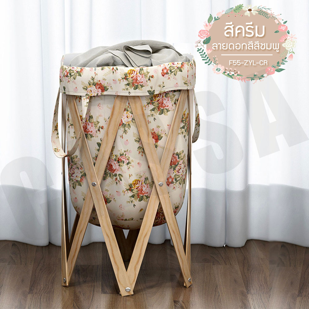 ตะกร้าใส่เสื้อผ้า ตะกร้าไม้ ถุงใส่ของเล่น ตะกร้าเก็บของอเนกประสงค์ ขนาด 69X40X56