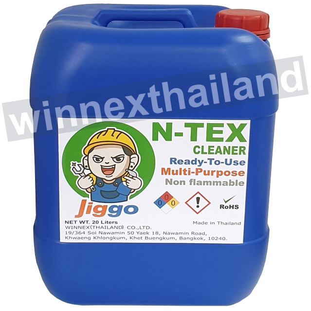 Jiggo N-TEX Cleaner น้ำยาล้างน้ำมัน คราบไขมัน จาระบี ทำความสะอาดเครื่องจักร อุปกรณ์ ชิ้นส่วนประกอบ ชิ้นงาน พื้นโรงงาน ไม่ทิ้งคราบขาว [ Non-CFC,Non-Flammable,RoHS]