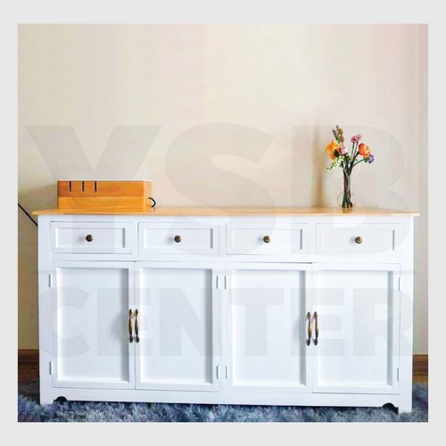 ตู้เก็บของเปิด-ปิด พร้อมลิ้นชักสไตล์มินิมอล 4 ประตู 4 ลิ้นชัก (ไม่ต้องประกอบ) PT028 - PT029