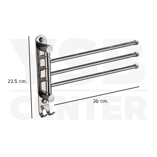 CASSA ราวแขวนสแตนเลส304 ราวแขวนผ้าสแตนเลส ราวแขวนผ้าในห้องน้ำแบบบาร์ หมุนได้ 180 องศา
