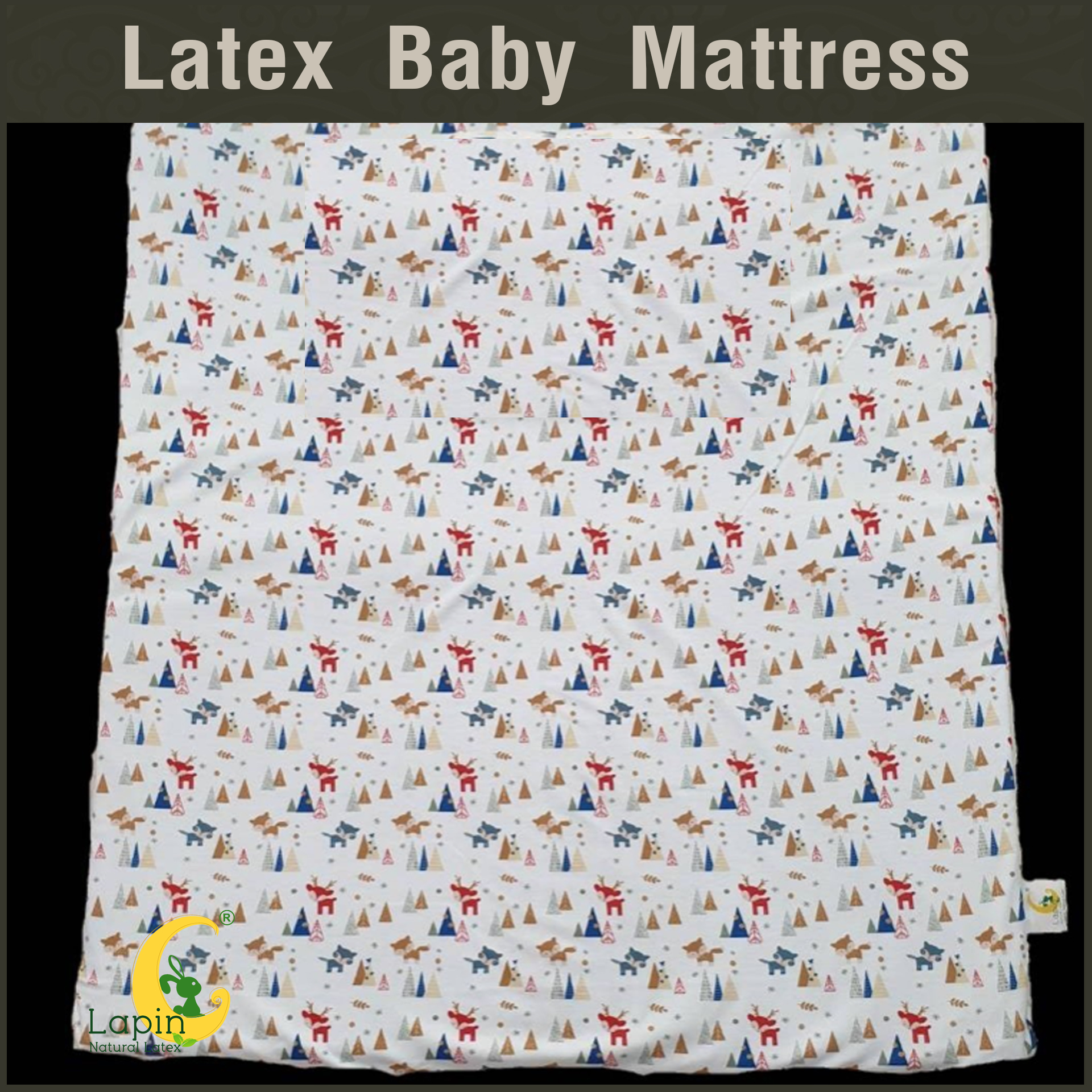 ที่นอนเด็กอ่อนยางพาราแท้ *ผ่านมาตรฐาน (ลายกวางเรนเดียร์)