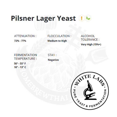 WLP800 Pilsner Lager Yeast® (70 ml) By Homebrewthai
