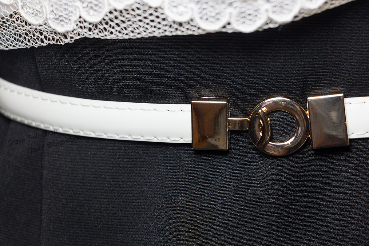 เข็มขัดปรับสาย หัวทองจะขอเกี่ยว สายสีขาว