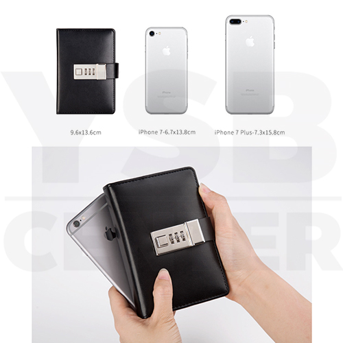 สมุดโน๊ต สมุดบันทึก ไดอารี่ สมุดเขียน A7 มีเส้น มีที่ล๊อครหัส ปกหนัง PU พกพาง่าย