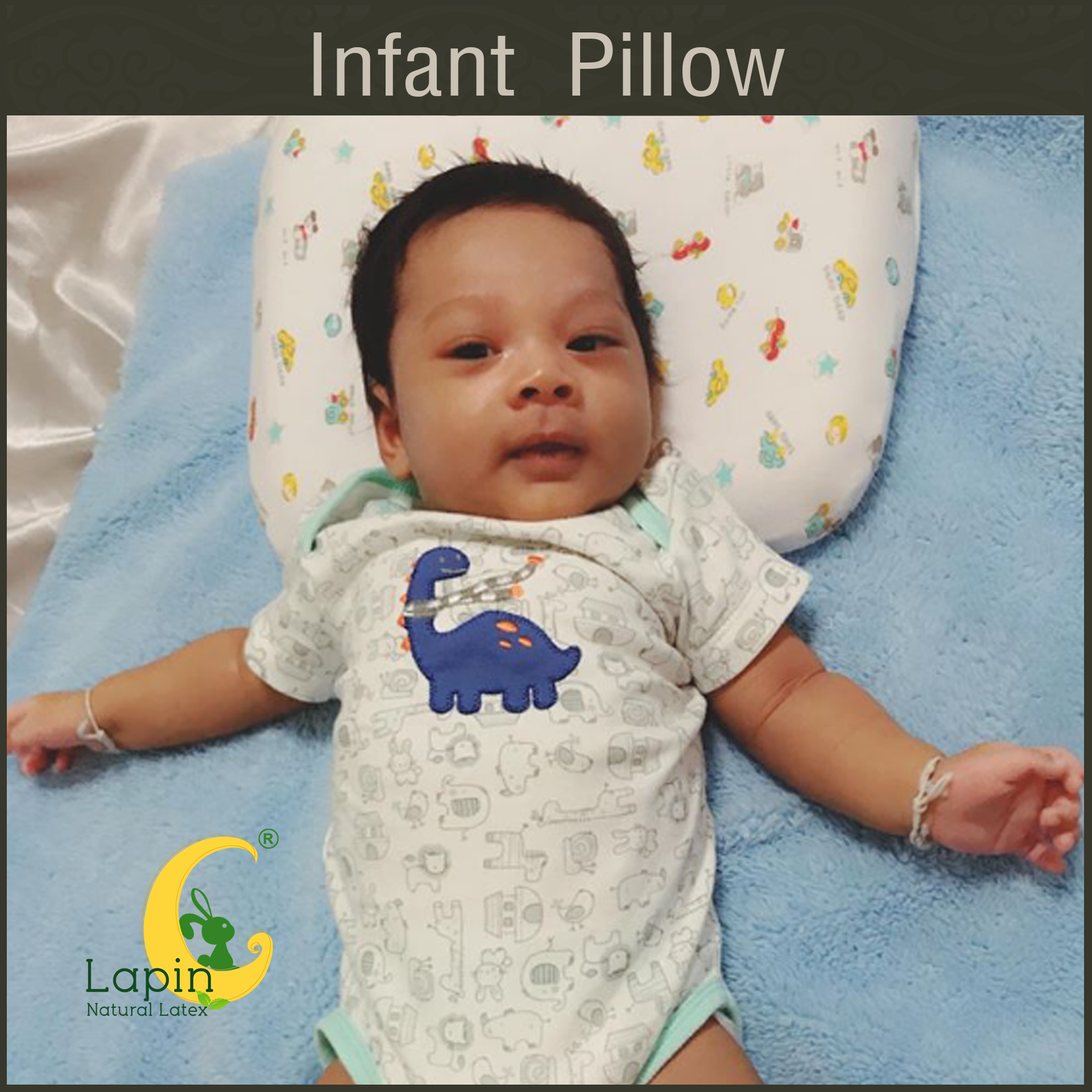 Latex Baby Pillow (Infant Pillow) หมอนหลุมทารกน้อย (ลายรถโมเดิร์น)