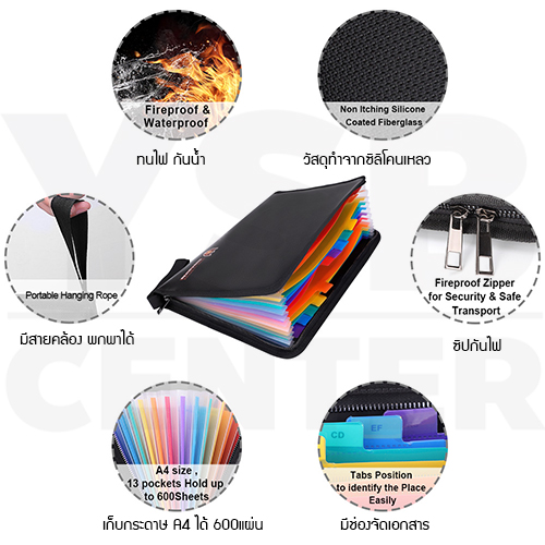 กระเป๋า กระเป๋าเก็บเอกสาร ทนไฟ กันน้ำ กระเป๋าทำงาน สําหรับเก็บเอกสารมีแฟ้มในกระเป๋า