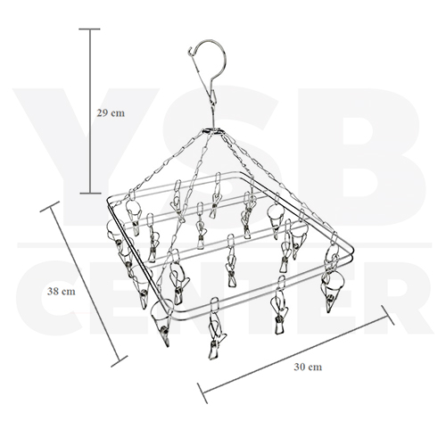 ห่วงตากผ้าสแตนเลส แบบสี่เหลี่ยม 20 ตัวหนีบ รุ่น CB0015-CS-20