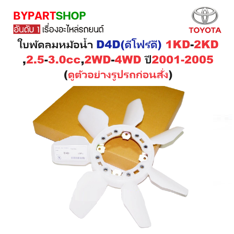 ใบพัดลมหม้อน้ำ TOYOTA D4D(ดีโฟร์ดี) เครื่อง 1KD-2KD,2.5-3.0cc,2WD-4WD ปี2001-2005