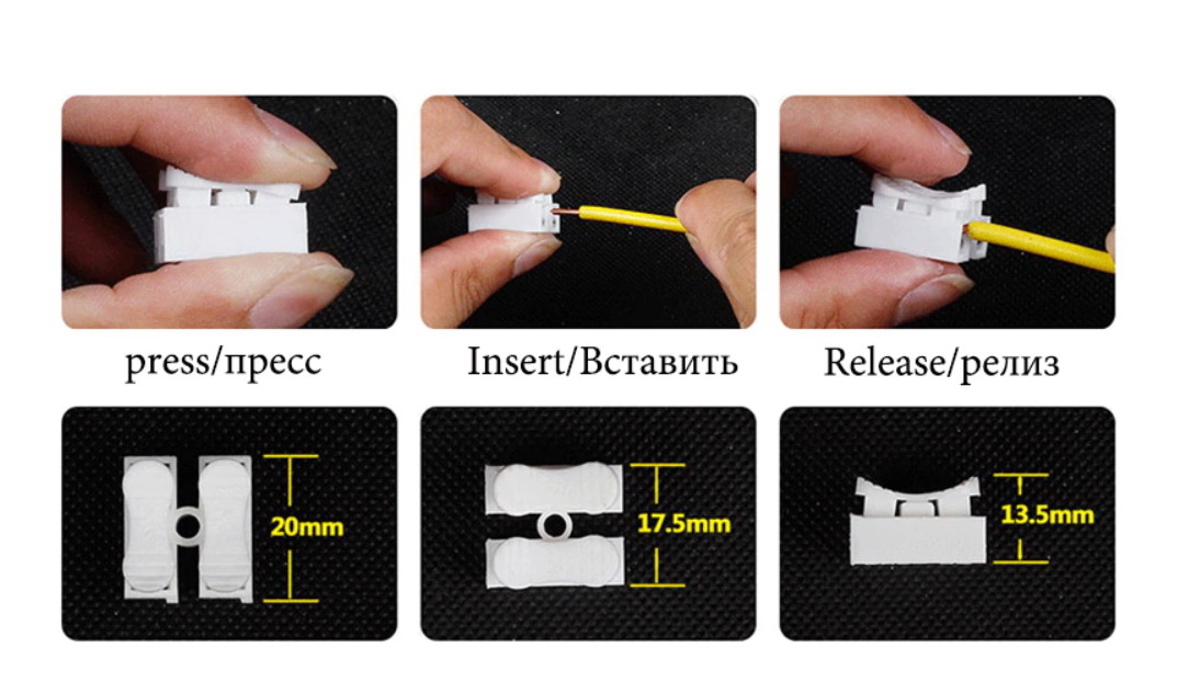 ( 50 ตัวแพ็ค) ข้อต่อสายไฟ 2 PIN เทอร์มินอลบล็อก เทอมินอลสายไฟ push quick cable Connector terminal Wiring Terminal 10A250V. 0.5-2.5 SQ.mm