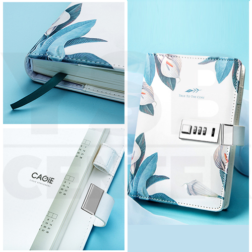 สมุดโน๊ต สมุดบันทึก ไดอารี่ สมุดเขียน B6 มีเส้น มีที่ล๊อครหัส ถนอมสายตา