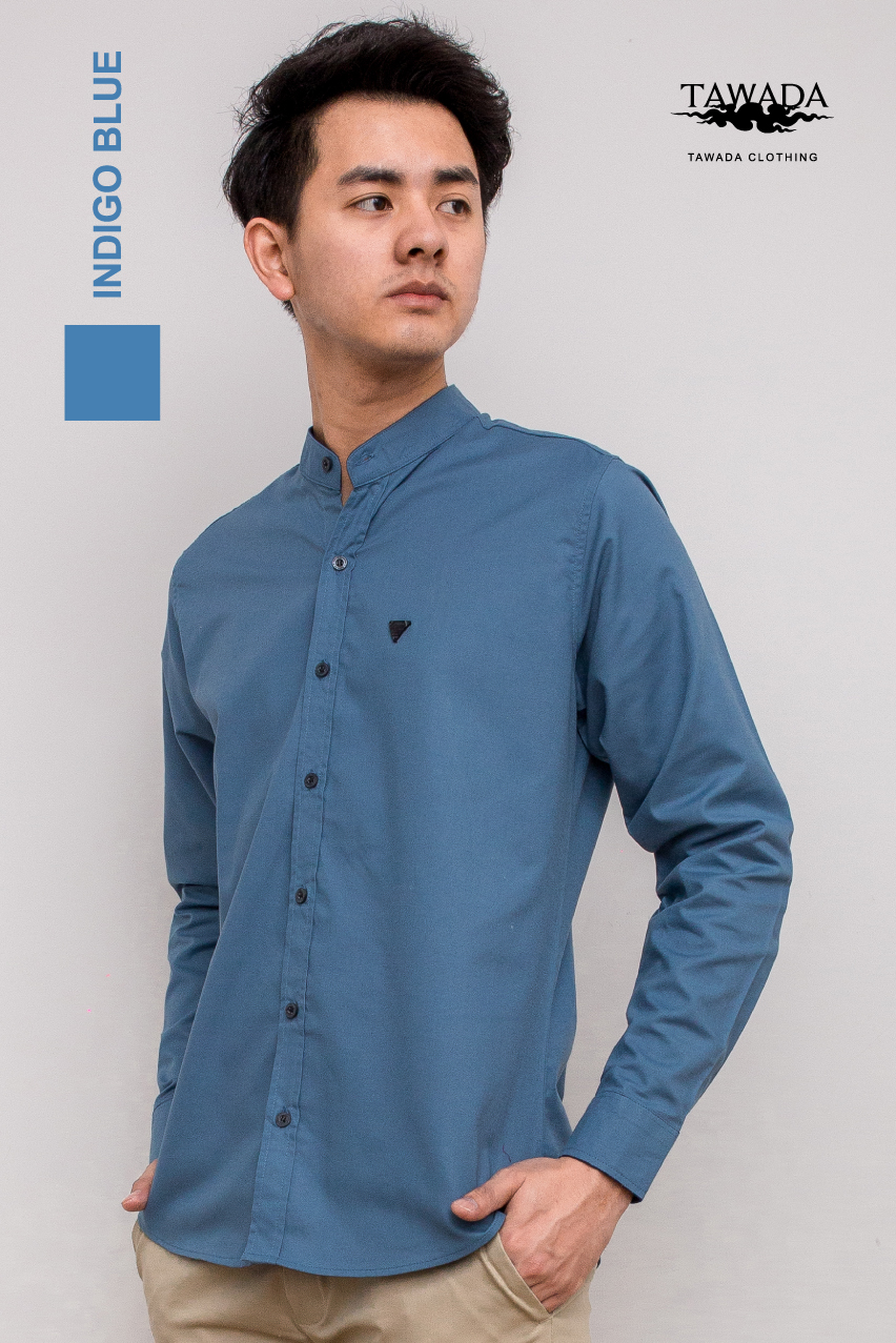 mandarin collar_INDIGO BLUE_สีน้ำเงินคราม