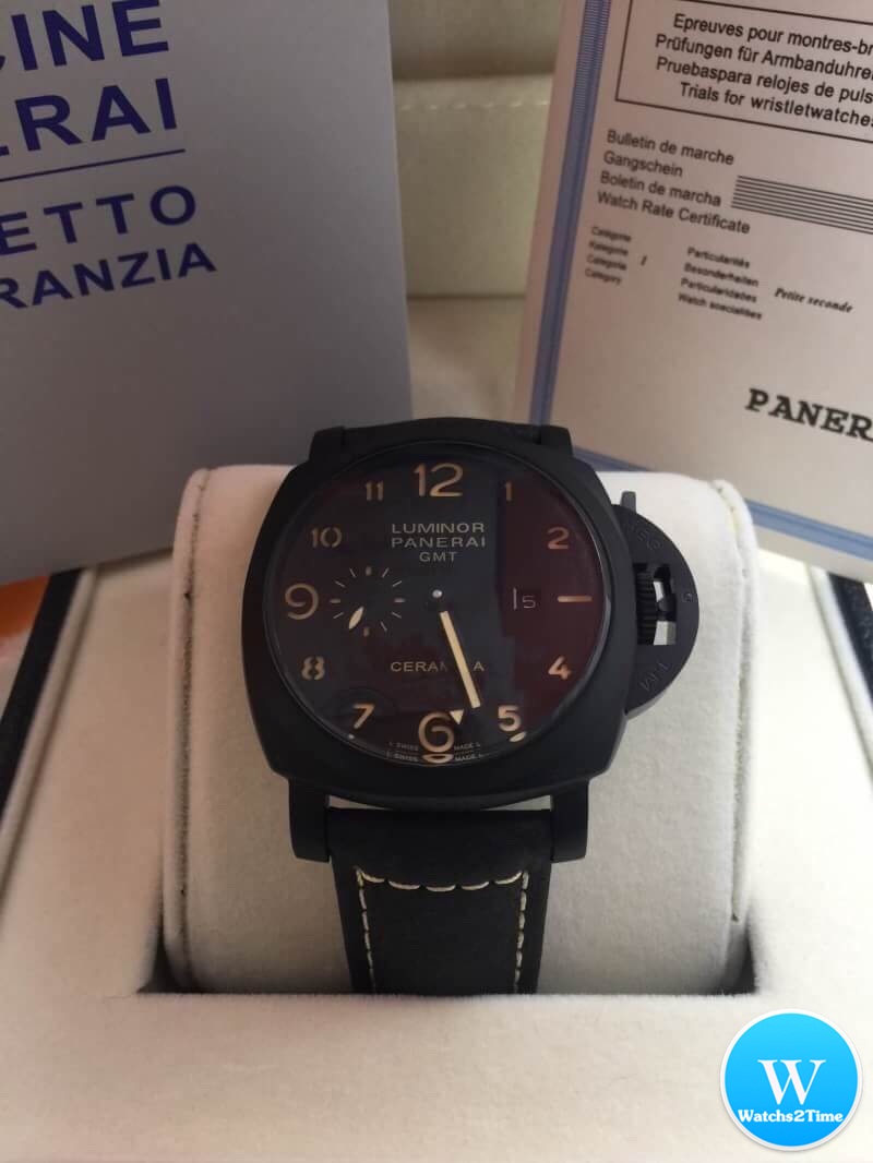 นาฬิกา Panerai Luminor GMT Pam 441 Ceramic PVD สายหนังดำแท้