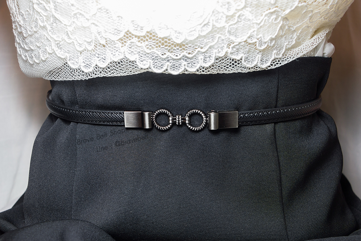 เข็มขัดปรับสายได้ หนังหยาบสวย หัวกลมไขว้