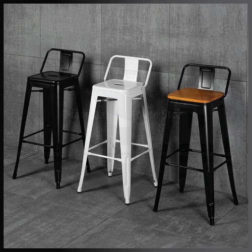 เก้าอี้บาร์ เก้าอี้ทรงสูง เก้าอี้บาร์สตูล เก้าอี้เคาร์เตอร์ พนักพิง ท๊อปนั่งไม้ โมเดิร์นสไตล์