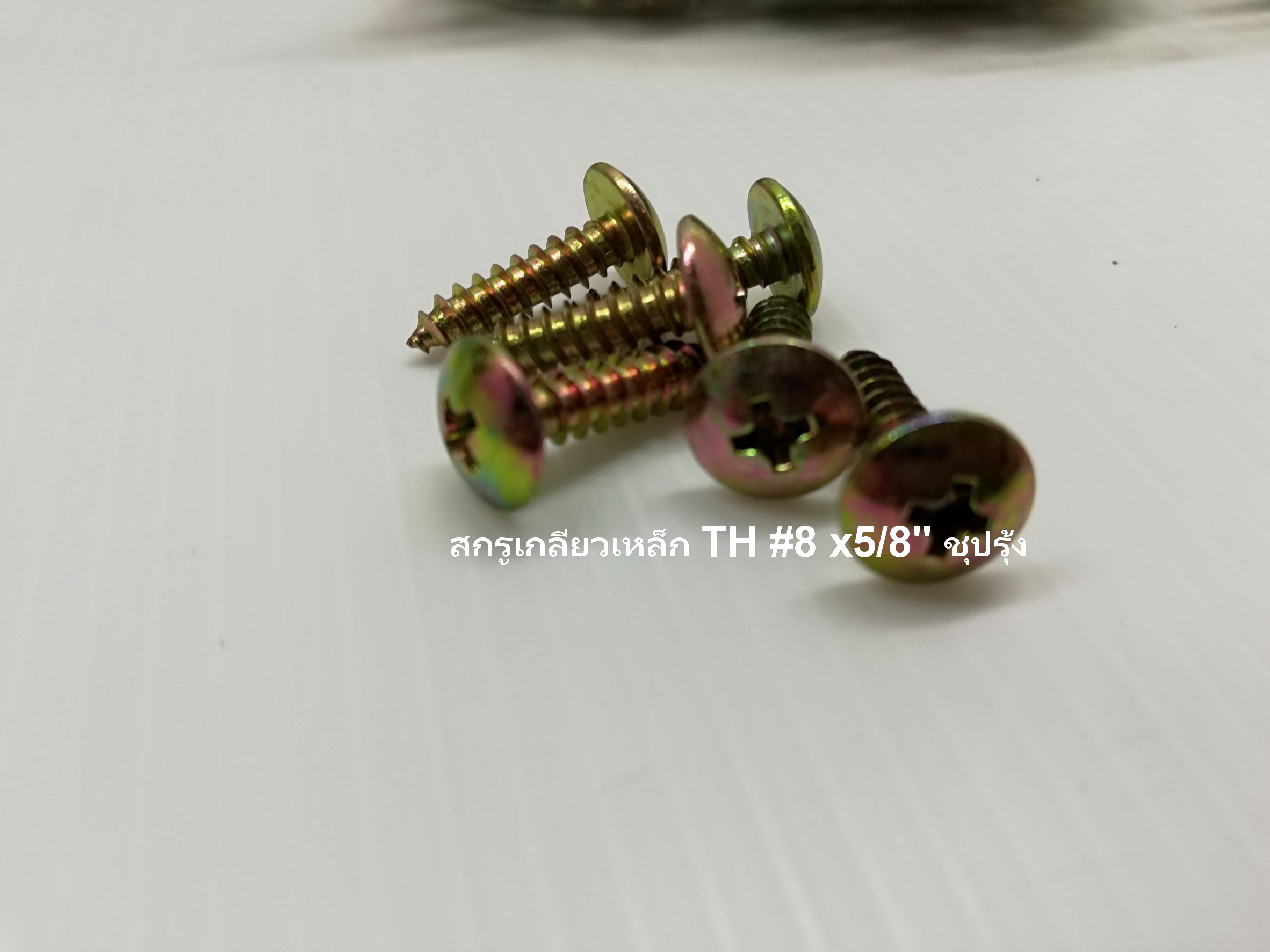 100 ตัว/ถุง สกรูเกลียวเหล็ก TH #8 x 5/8" ยาว 16 มิล ชุปรุ้ง Truss Head Self Tapping Screw