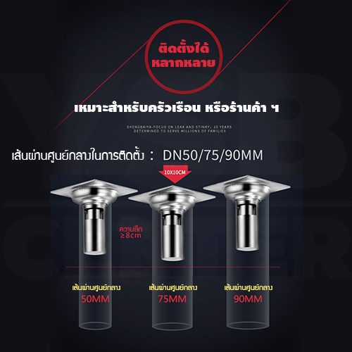 ตะแกรงท่อระบายน้ำ หนา 2 mm แกรนน้ำลึก สแตนเลส 304 กันกลิ่น กันแมลง ระบายน้ำได้อย่างรวดเร็ว