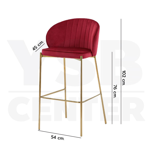 เก้าอี้บาร์ ทรงสูง ขาเหล็กชุบสีทอง เบาะกำมะหยี่ เฟอร์นิเจอร์แต่งบ้าน YL210 - YL212