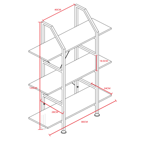 CASSA ชั้นวางของ ชั้นวางหนังสือ อเนกประสงค์ 3ชั้น ประหยัดพื้นที่ ขนาด120x80cm. (สีดำ-ลายไม้เข้ม) รุ่น 236-D451-80X28X123BB