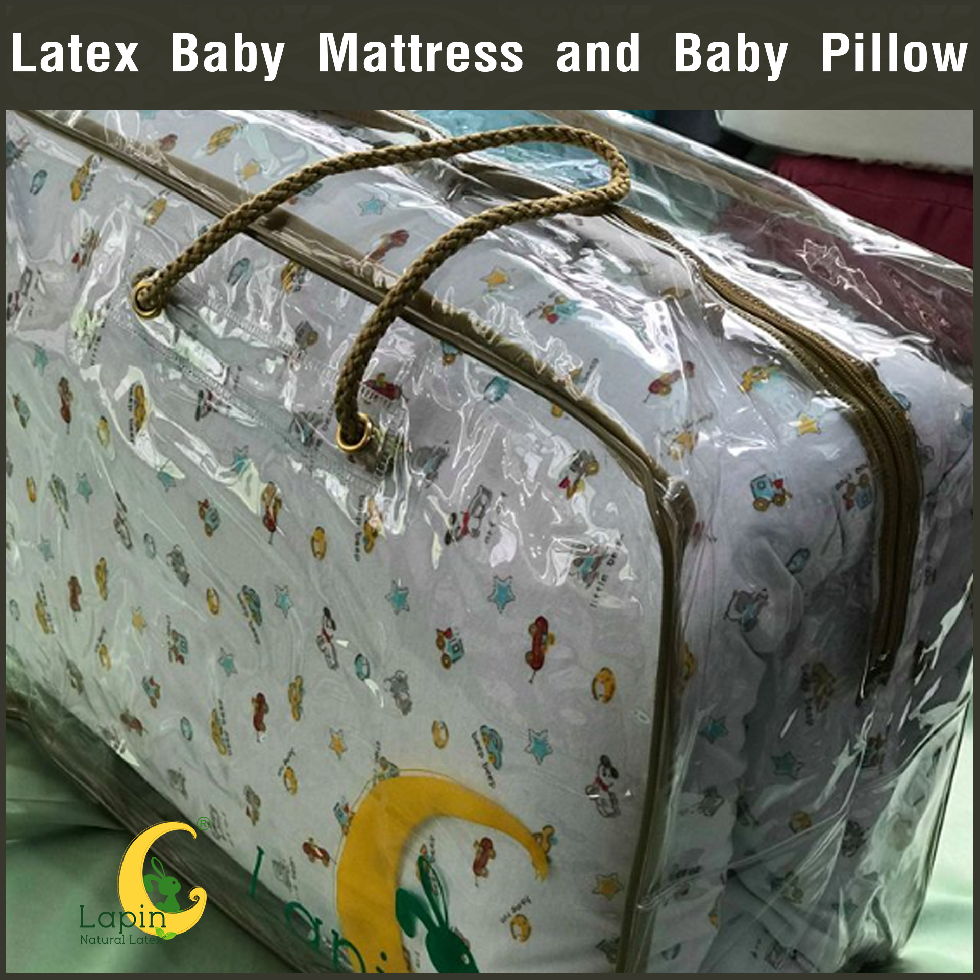 ที่นอนเด็กอ่อน + หมอนยางพาราแท้ *ผ่านมาตรฐาน (ลายรถ)