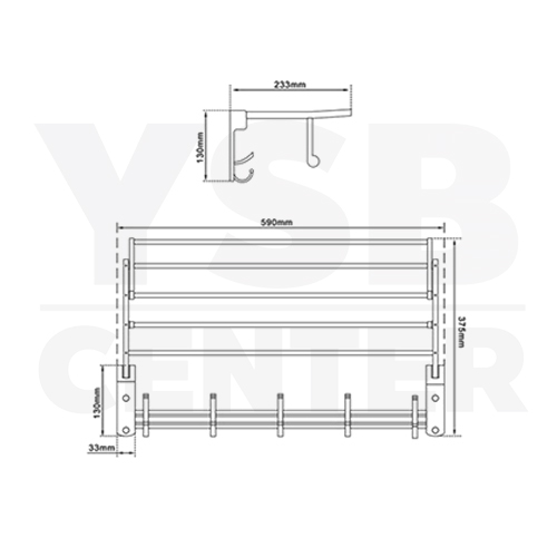 CASSA ราวแขวนผ้า วางผ้า และที่แขวนของใช้ในห้องน้ำ อลูมีเนียม ติดผนัง รุ่น C1L045-ALM-8018