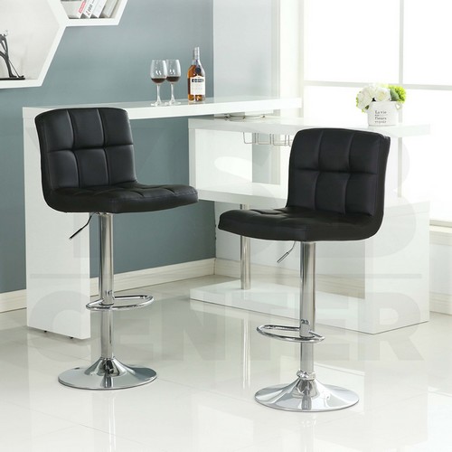 เก้าอี้ เบาะหนังPU โครงสร้างทำจากเหล็กชุบสีกันสนิม ปรับระดับได้