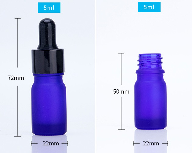 5ml ขวดแก้วสีน้ำเงินขุ่น ดรอปเปอร์
