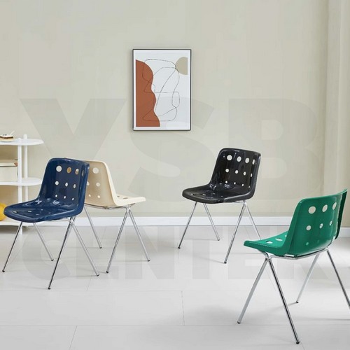 เก้าอี้ ขาเหล็กเคลือบเงา เบาะ PP เก้าอี้โมเดิร์น เก้าอี้ทำงาน เก้าอี้สไตล์นอร์ดิก แข็งแรง F1C067 - F1C072