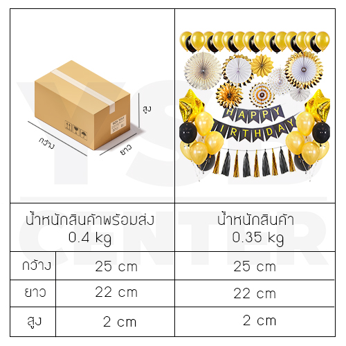 ชุดอุปกรณ์ตกแต่งงานปาร์ตี้ ธีมดำ - ทอง อุปกรณ์งานปาร์ตี้ รุ่น B1S61-HC-G