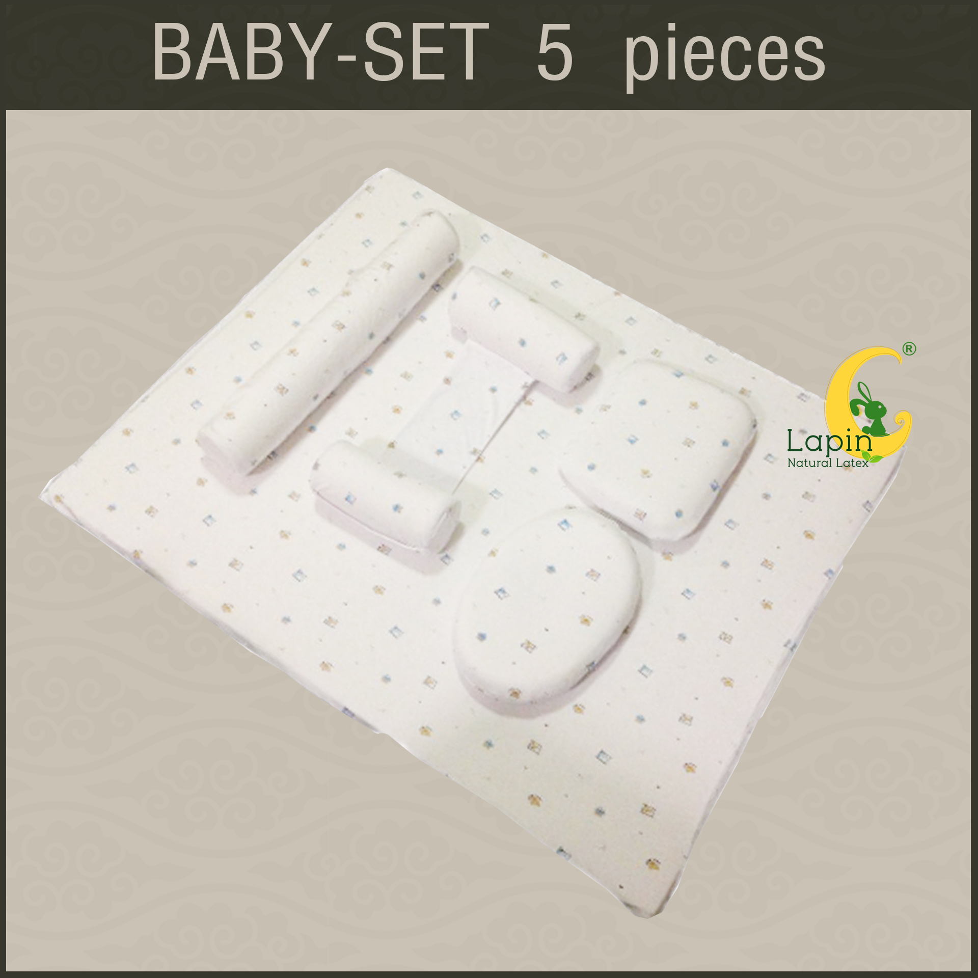 ที่นอนเด็กอ่อนยางพาราแท้ set 5 ชิ้น (ขอบตั้งไม่ได้)(SE1) ลายหมี