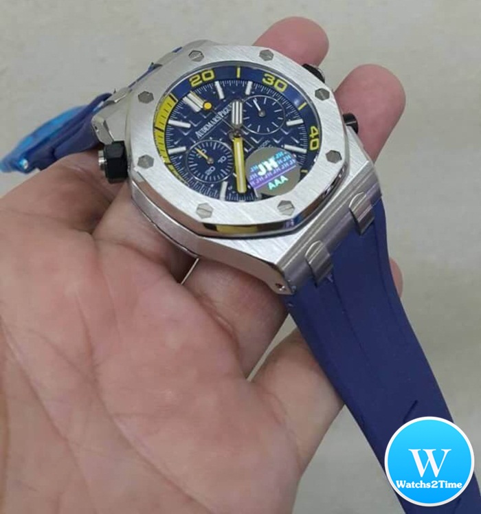 นาฬิกา Audemars Piguet Royal Oak Offshore Diver Chronograpp สีเงิน สายยางสีนํ้าเงิน