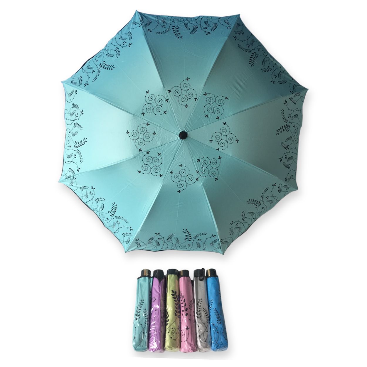 ร่มโค้งแฟชั่น24นิ้วยูวีสีดำ รหัส 1638