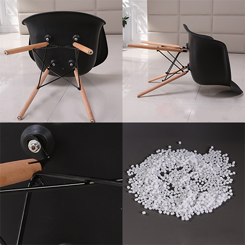 เก้าอี้ ที่นั่งพลาสติกมีที่พักแขนสไตล์โมเดิร์น ขาไม้บีช ขนาด 55x60x81 cm. รุ่น F87 - F91