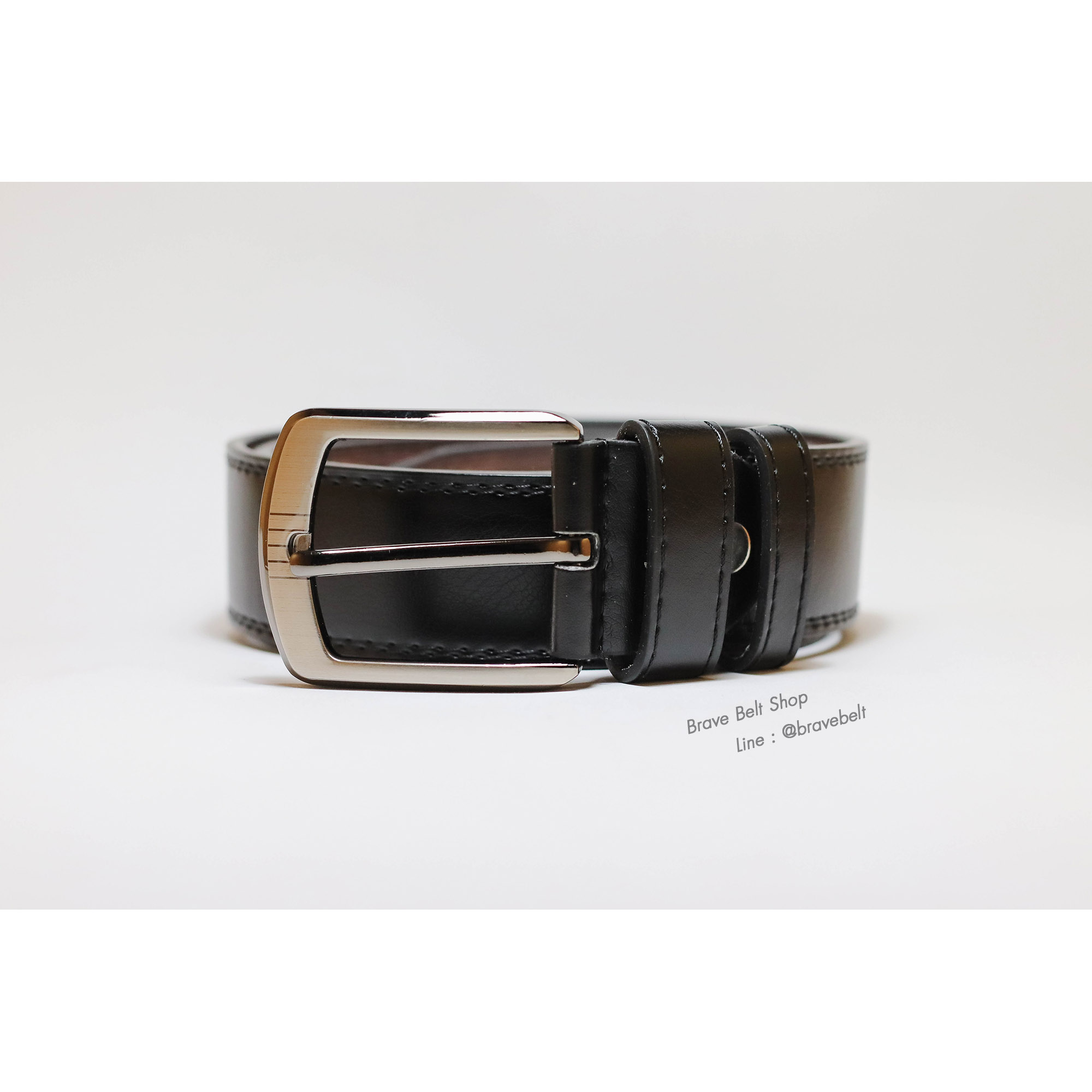 เข็มขัดผู้ชายอ้วนยาว 44 นิ้ว สายหนังดำ