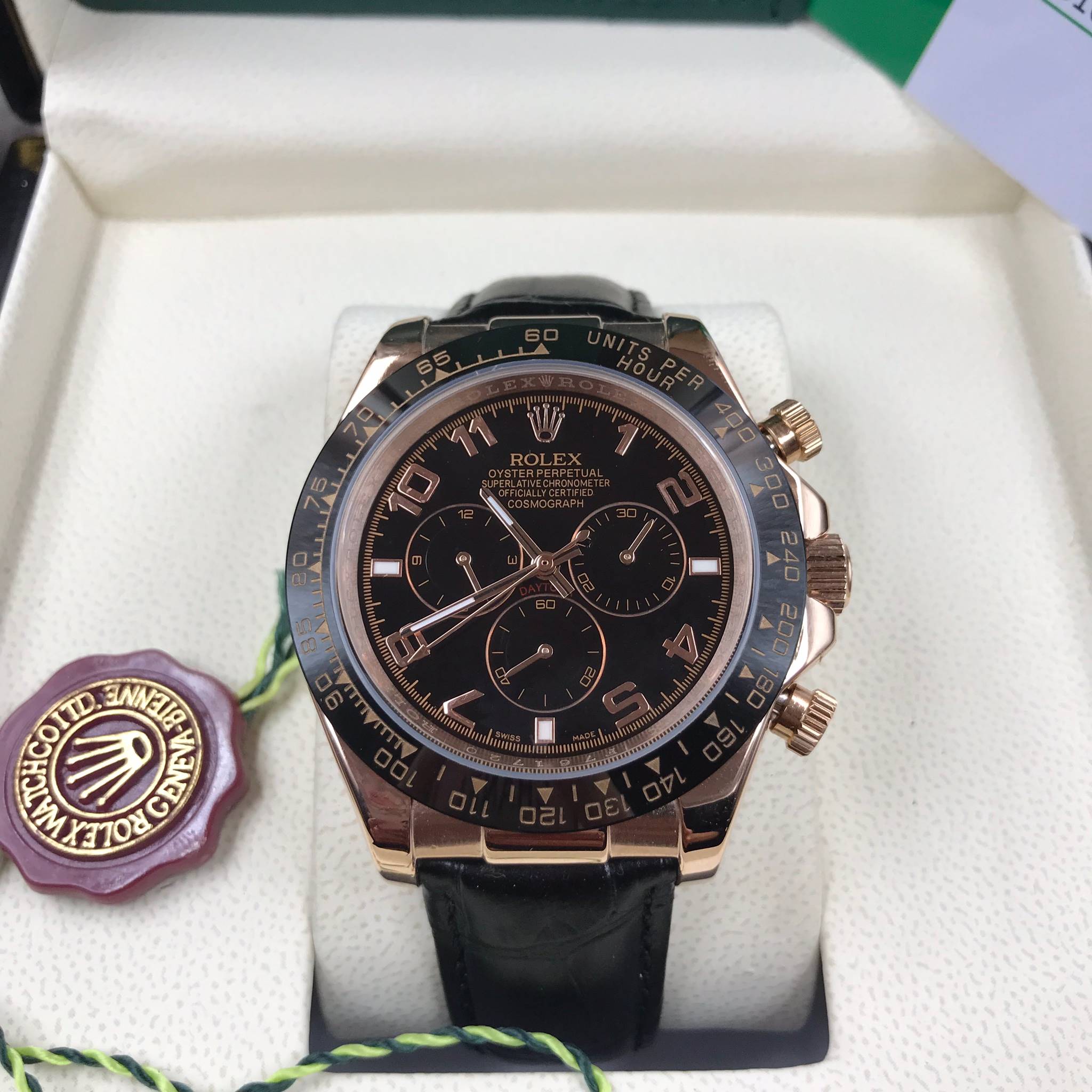 นาฬิกา Rolex Daytona Cosmograph Ceramic สี Pink Gold หน้าปัดดำ งาน Mirror Swiss งานสวยมากๆ