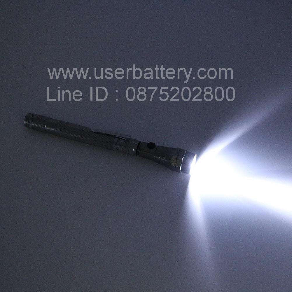 ไฟฉาย LED 3 ดวง หัวแม่เหล็ก ยืด-หด หมุนได้ 360 องศา