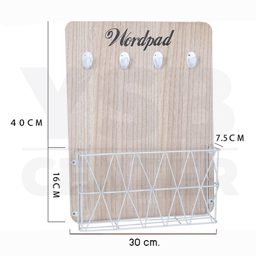 CASSA กระดานติดผนัง กระดานไม้ติดผนัง กระดานไม้แขวนผนัง พร้อมตะแกรงใส่ของด้านล่าง