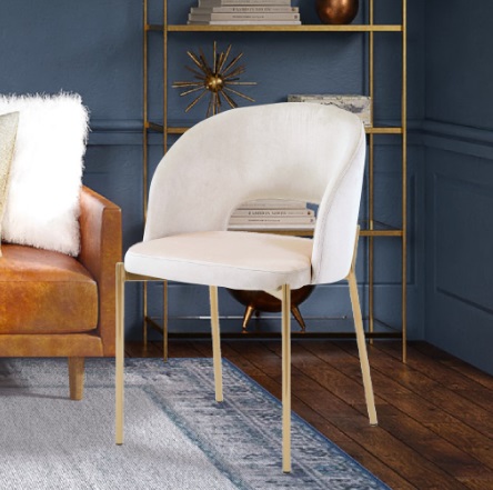 เก้าอี้กำมะหยี่ โมเดิร์น รับแขก ขาเหล็กชุบสี แข็งแรง มีที่พักแขน ออกแบบระบายความร้อน YL183 - YL184-YL0315